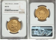 Pedro II gold 20000 Reis 1852 AU55 NGC, Rio de Janeiro mint, KM463. AGW 0.5286 oz.

HID09801242017