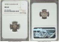 Victoria 5 Cents 1872-H MS64 NGC, Heaton mint, KM2. Toned to absolute perfection with an array of interspersed lilac, pink, cobalt, and salt-white col...