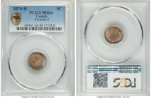 Victoria 5 Cents 1874-H MS64 PCGS, Heaton mint, KM2. Crosslet 4 variety.

HID09801242017