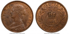 Newfoundland. Victoria Cent 1885 MS62 Brown PCGS, London mint, KM1. Predominantly brown with traces of red color towards the edges. 

HID09801242017