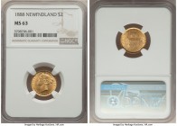 Newfoundland. Victoria gold 2 Dollars 1888 MS63 NGC, London mint, KM5.

HID09801242017