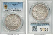 Republic Peso 1855-So AU55 PCGS, Santiago mint, KM129.

HID09801242017