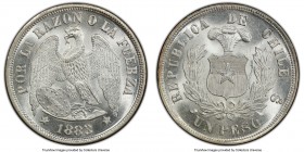 Republic Peso 1883-So MS66 PCGS, Santiago mint, KM142.1. "Round Top 3" variety.

HID09801242017