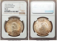 Republic Sun Yat-sen "Memento" Dollar ND (1927) MS62 NGC, KM-Y318a.1, L&M-49. Six Pointed Star variety. Full mint bloom draped in autumnal hues. 

HID...