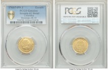 Charles III gold Escudo 1769/7 PN-J AU Details (Scratch) PCGS, Popayan mint, KM35, Restrepo-48.10. Three year type in a harvest gold color with traces...