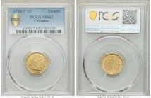 Charles III gold Escudo 1788 P-SF MS62 PCGS, Popayan mint, KM48.2a. A highly appealing offering of this colonial issue, seldom found so choice with ha...