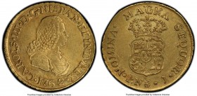 Charles III gold 2 Escudos 1762 PN-J AU55 PCGS, Popayan mint, KM36.2. Pleasant brassy-golden shade with brighter reflective recessed legends. 

HID098...