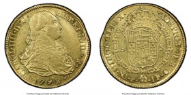 Charles IV gold 8 Escudos 1792 P-JF AU55 PCGS, Popayan mint, KM62.2, Cal-70. AGW 0.7614 oz. 

HID09801242017