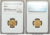 Ferdinand VII gold Escudo 1815 NR-JF MS61 NGC, Nuevo Reino mint, KM64.1, Restrepo-122.17. A notably scarce date within the series, even more so in so ...
