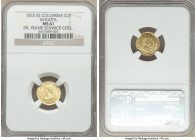 Republic gold Peso 1835 BOGOTA-RS MS61 NGC, Bogota mint, KM84. Medium gold color without any toning, abundant luster and full strike. Ex. Dr. Frank Se...