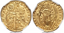 Achaia. Robert D'Angio gold Zecchino ND (1346-64) MS65 NGC, Fr-38a, Ives-Plate XII, 1. A somewhat crude Crusader imitation of a Venetian Ducat of Andr...