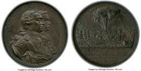 Don Luis de Velasco & Vincenzo Gonzales bronze "Capture of Morro Castle" Medal 1763-Dated MS63 Brown NGC, Medina-Unl., Eimer-704, Betts-443. 49mm. By ...