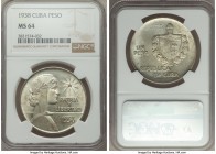 Republic "ABC" Peso 1938 MS64 NGC, Philadelphia mint, KM22.

HID09801242017