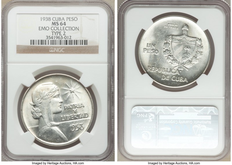 Republic "ABC" Peso 1938 MS64 NGC, KM22. Type 2. Selections from the EMO Collect...