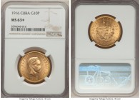 Republic gold 10 Pesos 1916 MS63+ NGC, Philadelphia mint, KM20. From the El Don Diego Luna Collection

HID09801242017