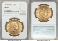 Republic gold 20 Pesos 1915 MS60 NGC, Philadelphia mint, KM21. AGW 0.9675 oz.

HID09801242017