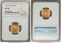 Republic Pair of Certified gold Multiple Pesos NGC, 1) 4 Pesos 1915 - AU58, KM18 2) 5 Pesos 1916 - MS62, KM19 Philadelphia mint. From the El Don Diego...