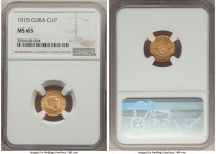 Republic 4-Piece Lot of Certified gold Issues NGC, 1) Peso 1915 - MS65, KM16 2) Peso 1916 - AU58, KM16 3) "Alejandro de Humbolt" 10 Pesos 1989 - MS70,...