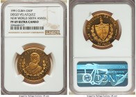 Republic gold Proof "Diego Velazquez - New World 500th Anniversary" 50 Pesos 1991 PR69 Ultra Cameo NGC, KM445. Mintage: 200. From the El Don Diego Lun...