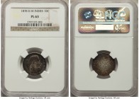 Danish Colony. Christian IX Prooflike 10 Cents 1878 PL63 NGC, Copenhagen mint, KM70. A sharply struck coin with dark toning on the obverse and amber t...