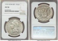 Republic Peso 1939 AU58 NGC, Philadelphia mint, KM22. With only light wisps and a prevalent satin texture throughout. 

HID09801242017