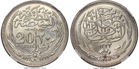 British Protectorate. Hussein Kamil 20 Piastres AH 1335 (1917) MS64 NGC, KM321. Struck during British occupation. Quite visually alluring for both the...