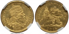 Menelik II gold Werk EE 1889 (1896) MS64 NGC, KM18. A shimmering example with lemon-gold surfaces which exhibit a strong reflectivity. Very lightly to...