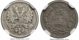 Russian Duchy. Nicholas II 25 Pennia 1876-S VF25 NGC, Helsinki mint, KM6.2, Sieg-32. Mintage: 1,200. The undisputed key date of the series and one of ...