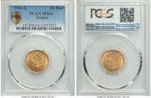 Russian Duchy. Nicholas II gold 10 Markkaa 1904-L MS64 PCGS, KM8.2. AGW 0.0933 oz.

HID09801242017