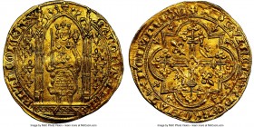 Charles V gold Franc a Pied ND (1364-1380) MS62 NGC, Paris mint, Fr-284, Dup-360. 3.84gm. KAROLVS x DI x GR | FRAnCORV x RЄX, crowned, mantled figure ...