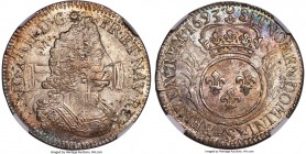 Louis XIV 1/2 Ecu 1693-S MS64 NGC, Troyes mint, KM295.18, Gad-185. A lustrous selection with strong traces of the host coin visible on the obverse.

H...