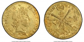 Louis XIV gold Louis d'Or 1702-S MS61 PCGS, Reims mint, KM334.18, Gad-253. Overstruck on a 1696-A Louis d'Or of the same monarch. One of only two cert...