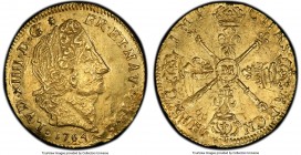 Louis XIV gold Louis d'Or 1704-M MS62 PCGS, Toulouse mint, KM365.12, Gad-254. Overstruck on an earlier Louis d'Or of the same monarch. A somewhat scar...