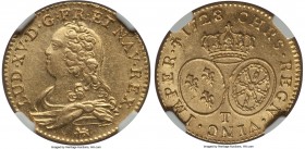 Louis XV gold Louis d'Or 1728-T MS62 NGC, Nantes mint, KM489.2. Attractively toned and with ample luster still brightening the fields. This true Mint ...