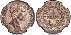Napoleon Franc 1806-A MS63 NGC, Paris mint, KM672.1. A piece with which utterly few flaws can be found, seeming a bit conservatively graded and evenly...