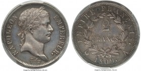 Napoleon 2 Francs 1809-A MS62 PCGS, Paris mint, KM693.1. This charming Napoleonic double Franc displays an appearance not dissimilar to that of a Proo...