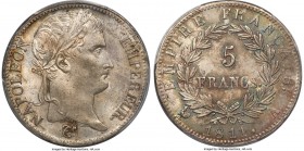 Napoleon 5 Francs 1811-A MS64 PCGS, Paris mint, KM694.1, Gad-584. Lustrous and sheathed in silver patina with touches of sea green balanced with autum...