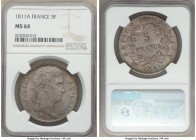 Napoleon 5 Francs 1811-A MS64 NGC, Paris mint, KM694.1. At first glance this coin features a slate grey color but when rotated into the light, it brea...
