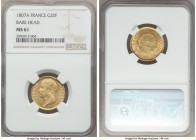 Napoleon gold 20 Francs 1807-A MS61 NGC, Paris mint, KM687.1, Gad-1023a. Bare head type. A fully Mint State representative of this conditional sensiti...