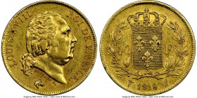 Louis XVIII gold 40 Francs 1818-W AU55 NGC, Lille mint, KM713.6. AGW 0.3734 oz. 

HID09801242017