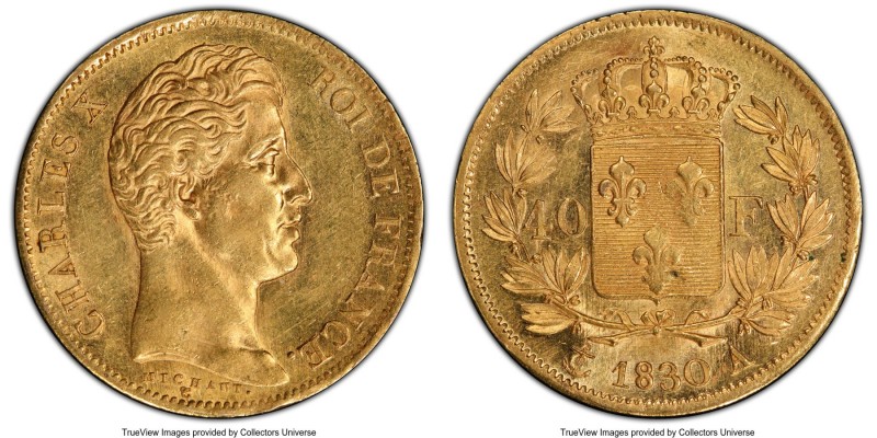 Charles X gold 40 Francs 1830-A MS62 PCGS, Paris mint, KM721.1, Gad-1105, F-544....