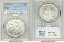 Napoleon III 5 Francs 1869-BB MS65 PCGS, Strasbourg mint, KM799.2, Gad-739, F-331. A peak-graded specimen boasting a frosty white finish that seems ex...