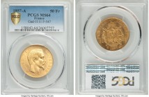 Napoleon III gold 50 Francs 1857-A MS64 PCGS, Paris mint, KM785.1, Gad-1111, F-547. AGW 0.4667.

HID09801242017