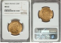 Napoleon III gold 50 Francs 1866-A MS62 NGC, Paris mint, KM804.1.

HID09801242017