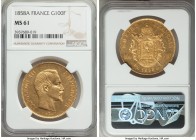 Napoleon III gold 100 Francs 1858-A MS61 NGC, Paris mint, KM786.1. AGW 0.9334 oz.

HID09801242017