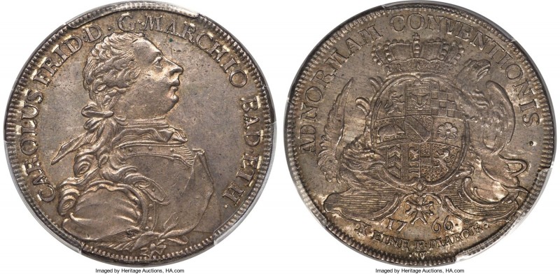 Baden. Karl Friedrich Taler 1766-SW MS63 PCGS, KM108, Dav-1933. Displaying steel...