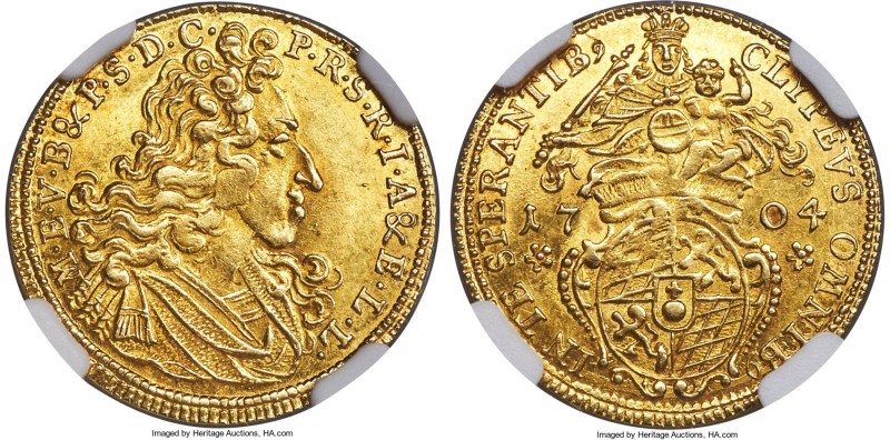 Bavaria. Maximilian III Joseph gold Goldgulden 1704 MS63 NGC, KM350, Fr-219/220....