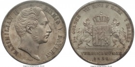 Bavaria. Maximilian II 2 Taler (3-1/2 Gulden) 1856 MS65 PCGS, KM837. Satiny, lightly toned, and lacking any noticeable cases of handling or contact, w...