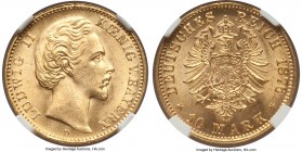 Bavaria. Ludwig II gold 10 Mark 1876-D MS65 NGC, Munich mint, KM898. The finest NGC-certified example by a full 20 grade points--an incredible feat fo...