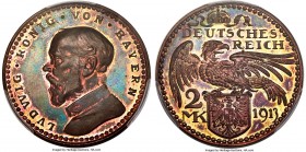 Bavaria. Ludwig III 5-Piece Certified Goetz Specimen Pattern Set 1913 PCGS, 1) 2 Mark - SP64 Brown, Schaaf-51G1 2) 3 Mark - SP65 Brown, Schaaf-52G1 3)...